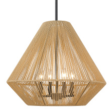 Golden Canada 6937-4P BLK-NR - Golden Lighting Valentina 4-light Pendant in Matte Black and Natural Raphia Rope shade